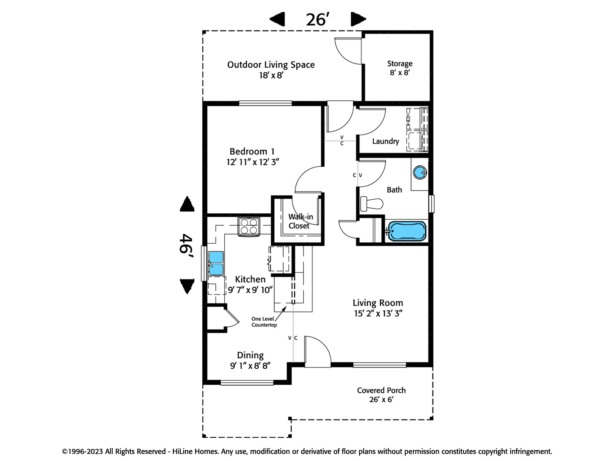 Plan 800 | ADU Plan w/ Darling Front Porch | HiLine Homes