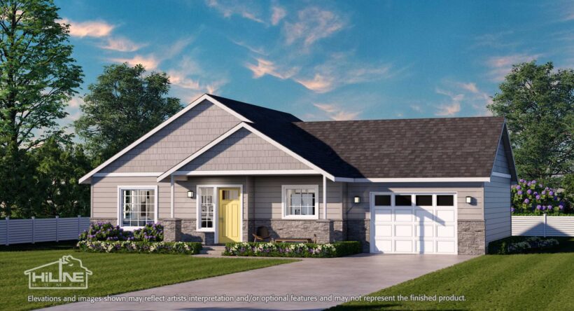 Plan 875 | Cozy 2 Bed, 1 Bath Home w/ Garage | HiLine Homes