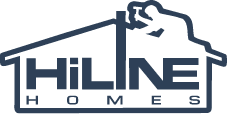 The HiLine Homes logo in dark blue.