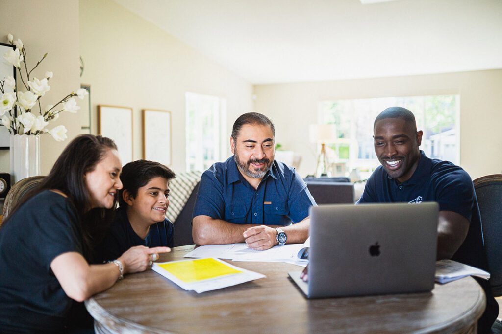 hiline homes consultant with homeowners.