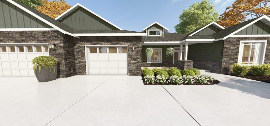 Home Plan 2248 exterior front view.