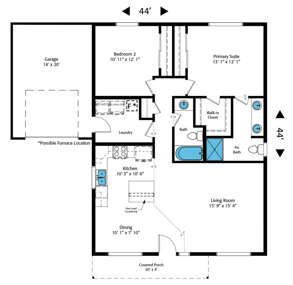 Home Plan 1200L floor plan.
