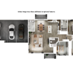 Home Plan 1716L 3D floor plan top view with upgrades.