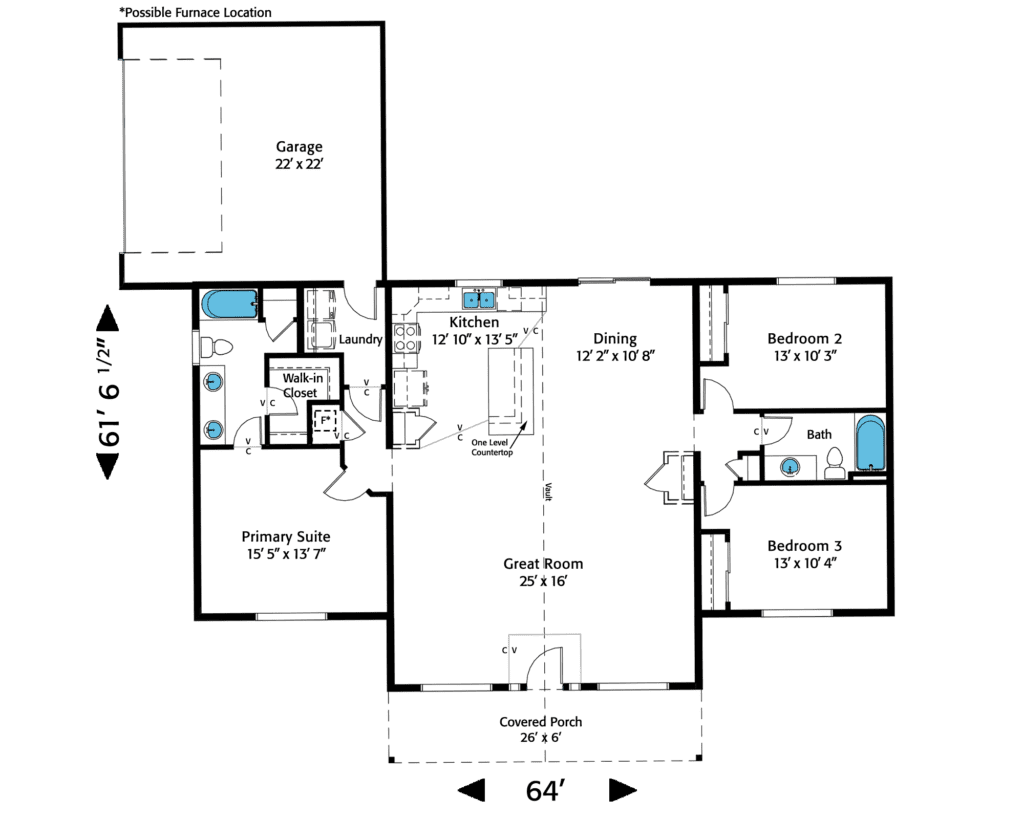 Home Plan 1780L floor layout.