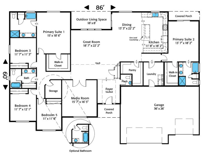 Home plan floor layout.