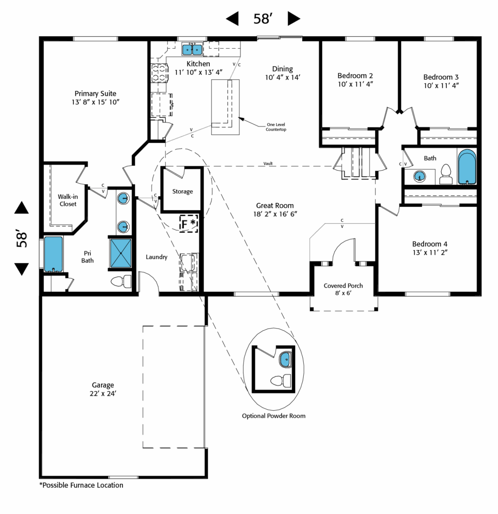 Home Plan 1940B-L floor plan layout.
