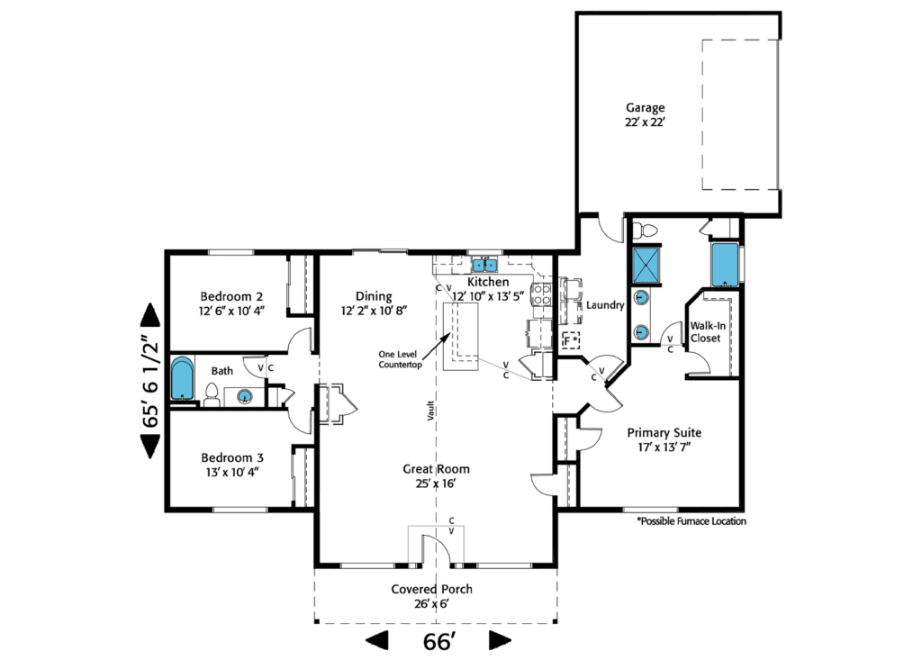 Home Plan 1964R floor layout.