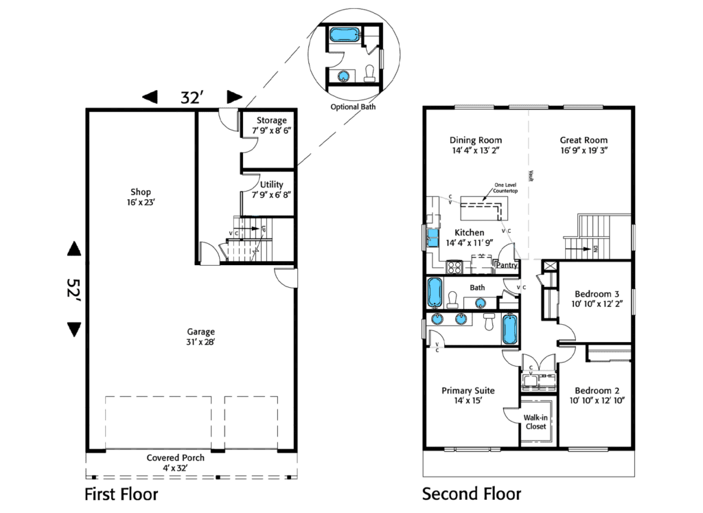 Home Plan 2029A-R floor layout.