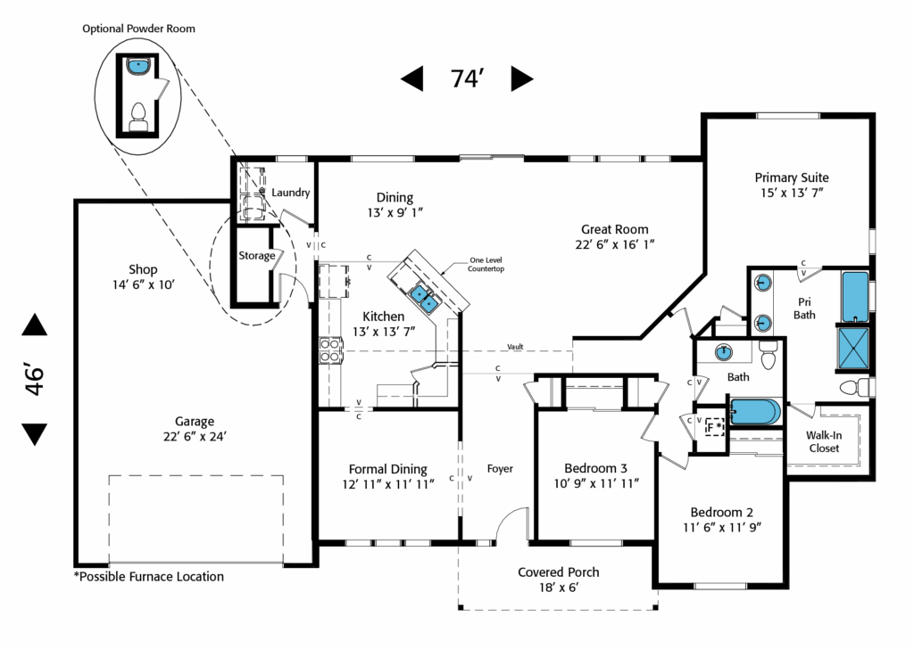Home Plan 2042L floor plan layout.