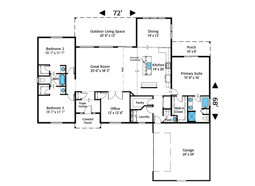 Home Plan 2443R floor layout.