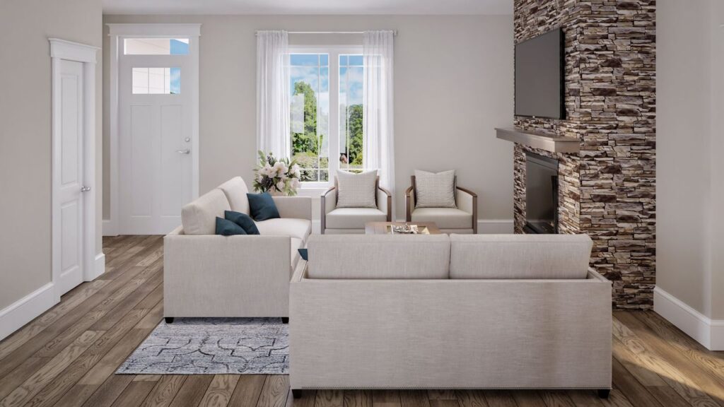 Home Plan 1491 living room.