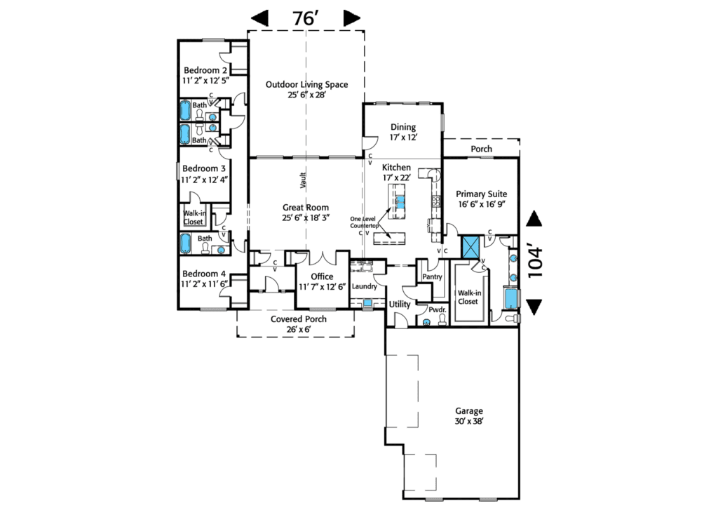 Home Plan 3295R floor layout.