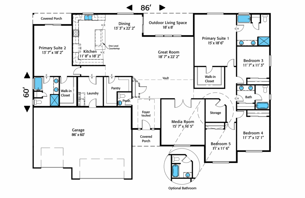 Home Plan 3464L floor plan layout.