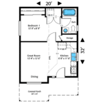 Home Plan 500A-R floor layout.