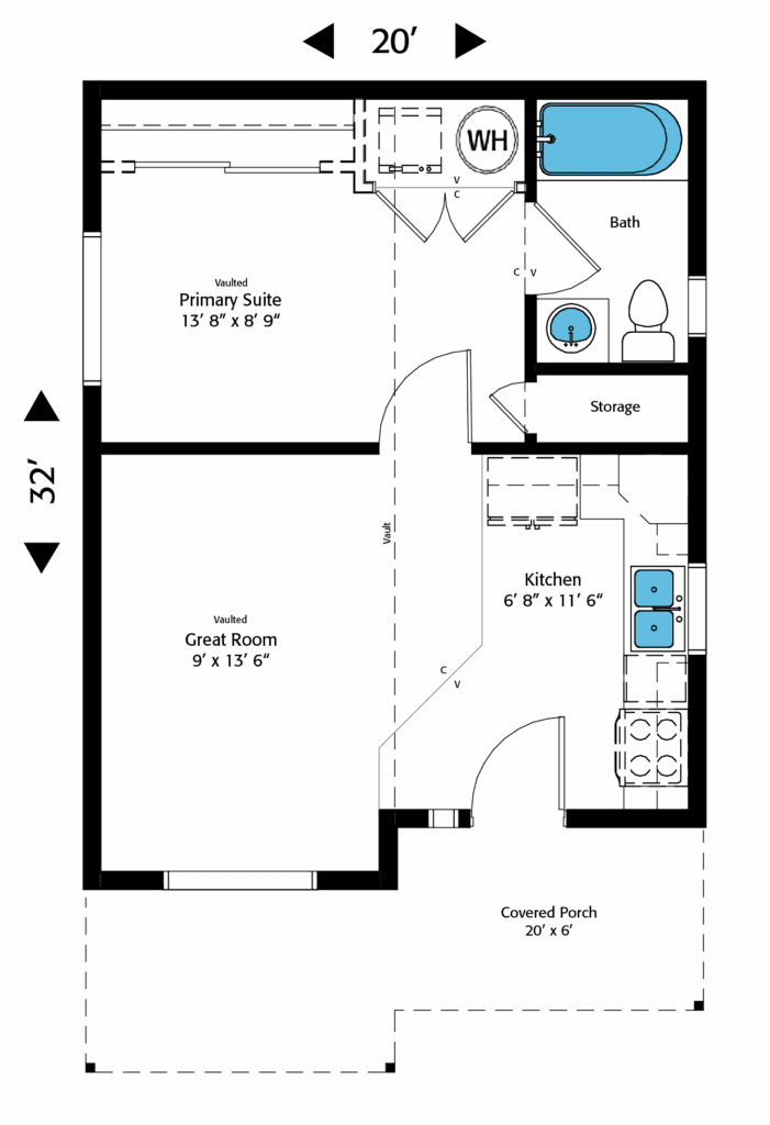 Home Plan 500A-R floor plan layout.