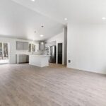 Home Plan 1721 kitchen, dining, and living room.