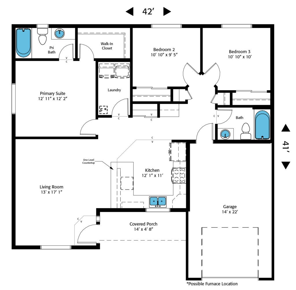 Home Plan 1196R floor layout.