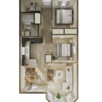 Home Plan 843 enhanced floor plan layout.