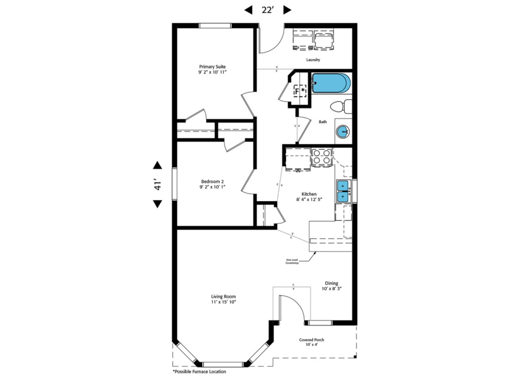 Home Plan 843 floor layout.