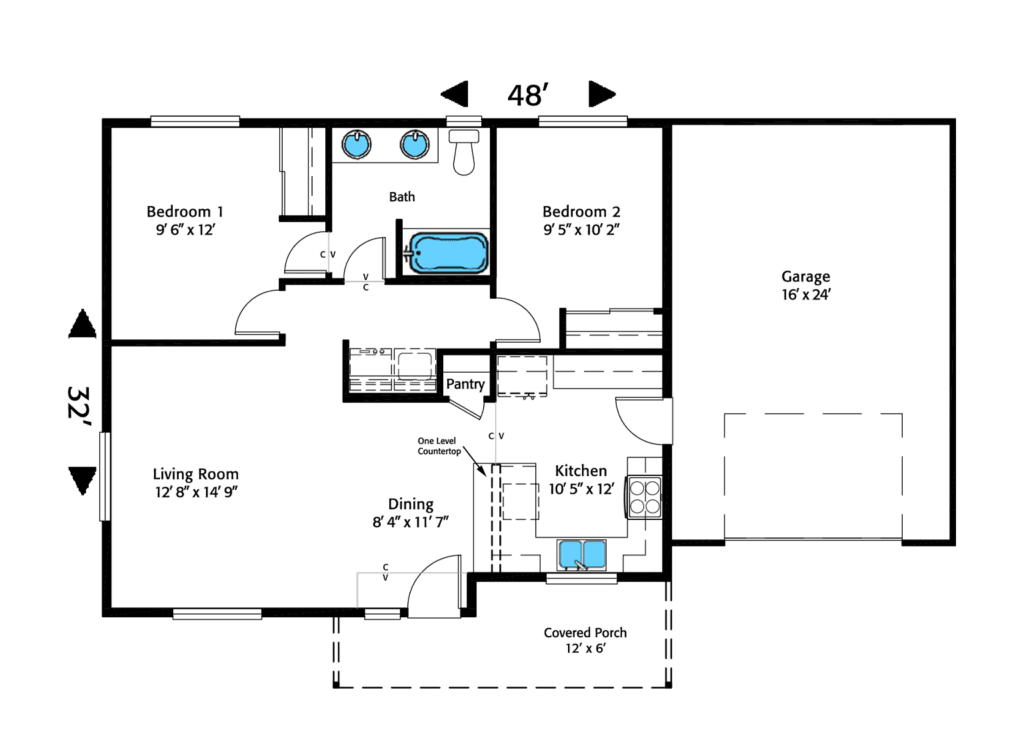 Home Plan 875R floor layout.