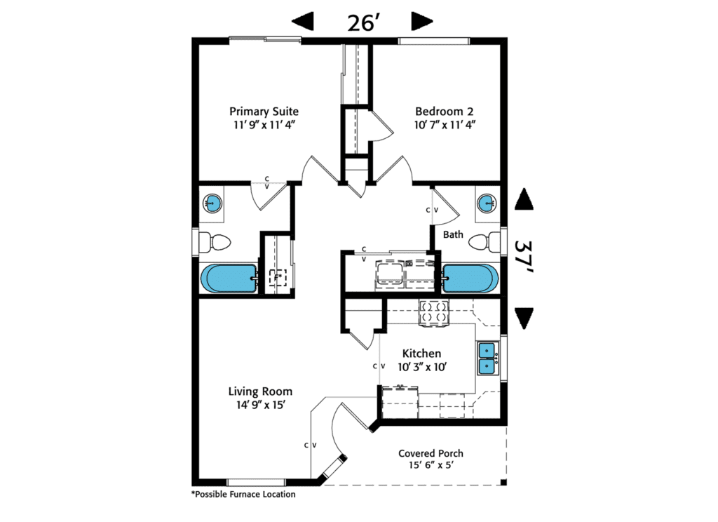 Home Plan 897B-L floor layout.
