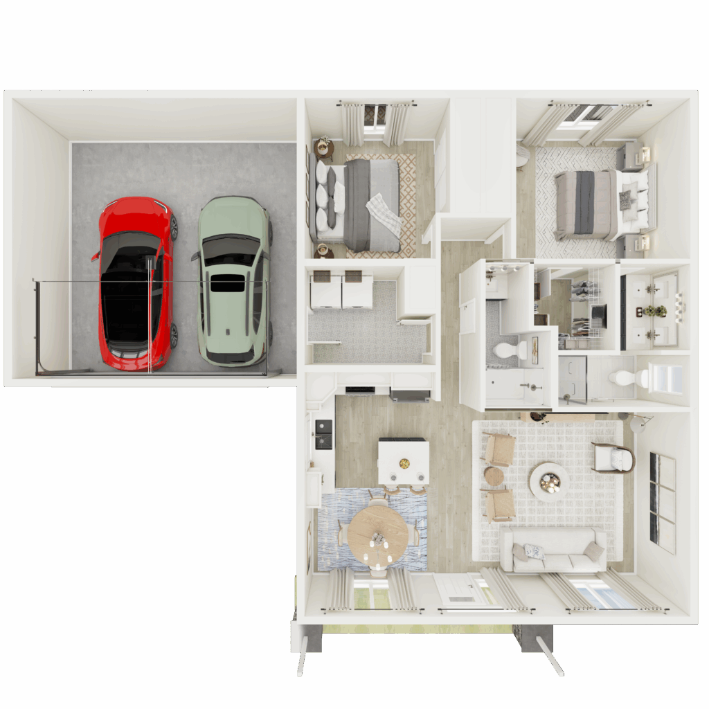 Home Plan 1200 of enhanced floor plan layout view.
