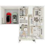 Home Plan 1200 of enhanced floor plan layout view.