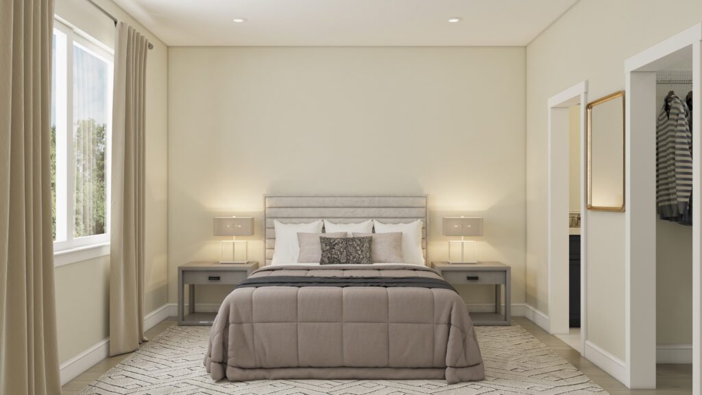 Home Plan 1200 primary bedroom.