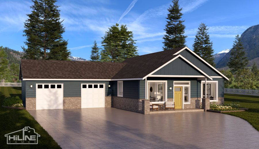 Home Plan 1200 enhanced elevation.