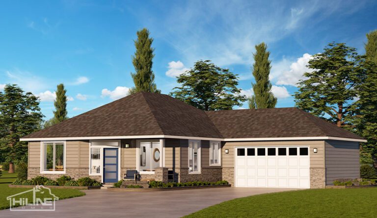 Home Plan 1248 hipped roof enhanced elevation.