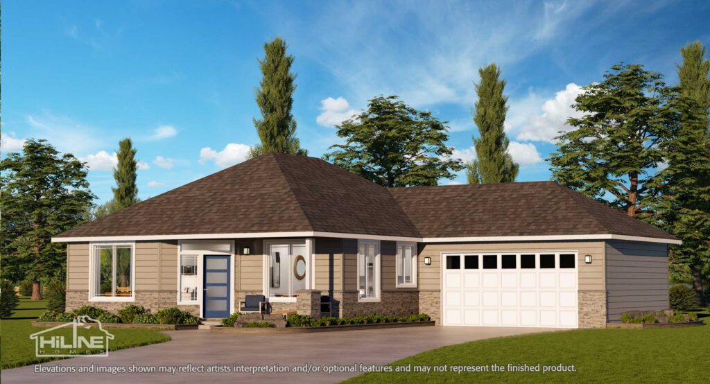Home Plan 1248 hipped roof enhanced elevation.