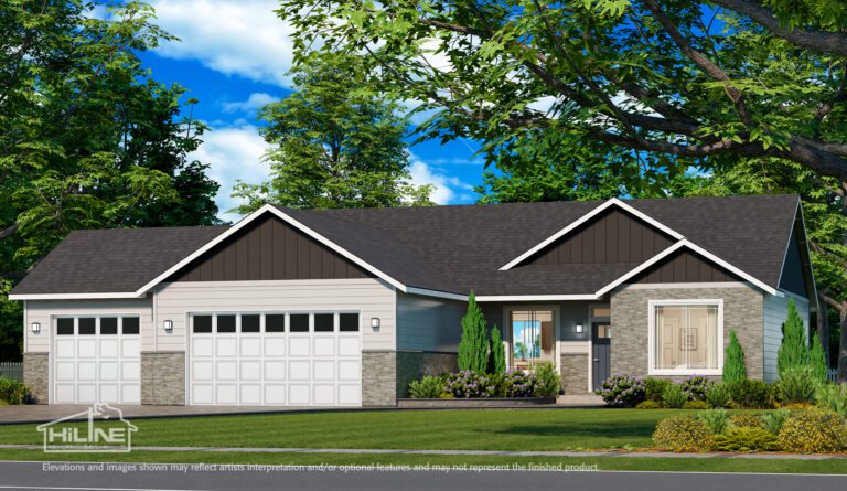 Home Plan 1491 enhanced elevation.