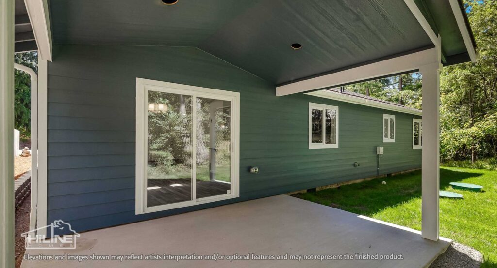 Home Plan 1664 back exterior outdoor living space.