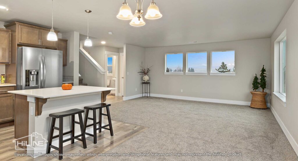 Home Plan 1675 kitchen and living room.