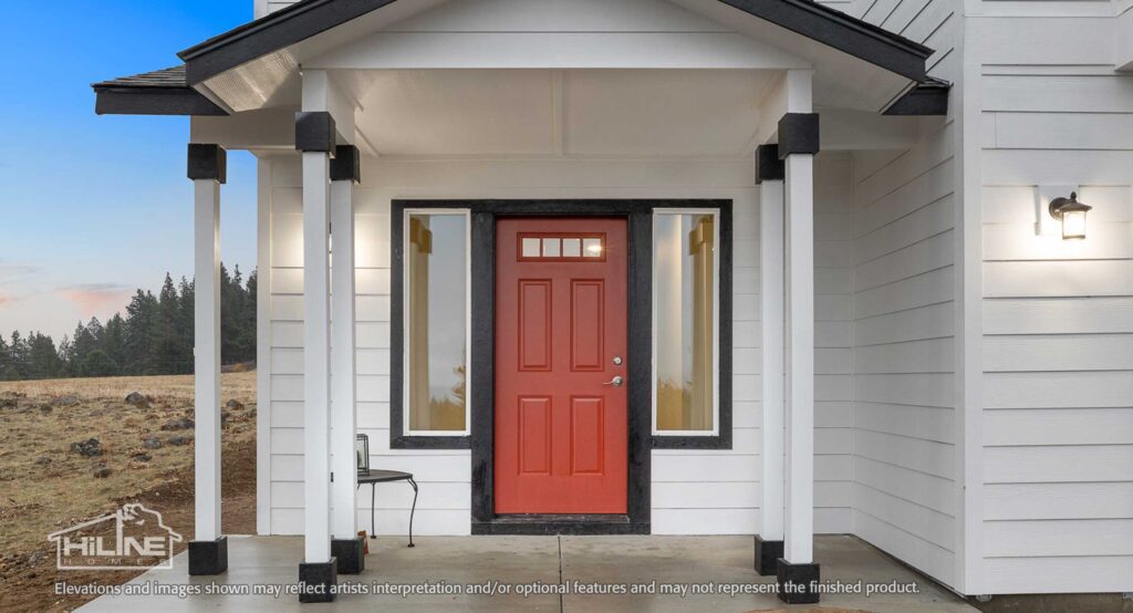 Home Plan 1675 front covered porch exterior.