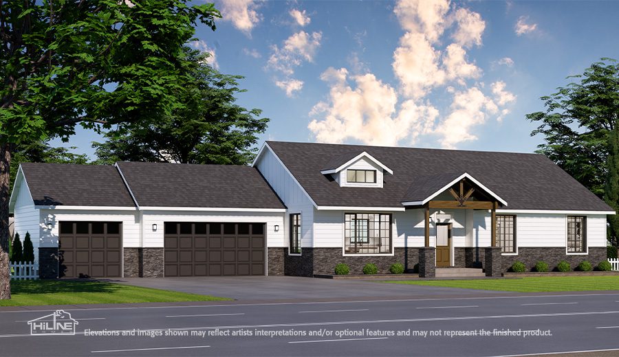 Home Plan 1716 enhanced elevation.