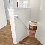 The stairs upgraded to vinyl in this custom home.