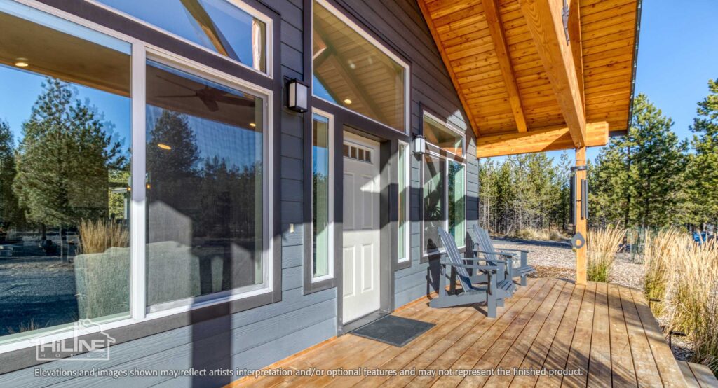 Home Plan 1780 front exterior timber framed covered porch.