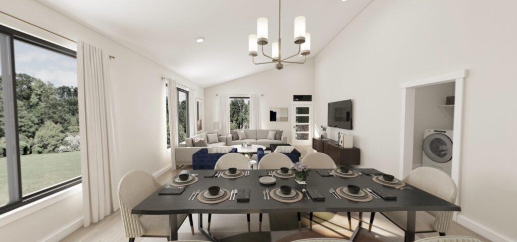 Home Plan 1883 dining and great room.