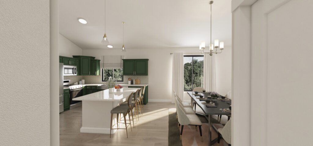 Home Plan 1883 kitchen and dining room.