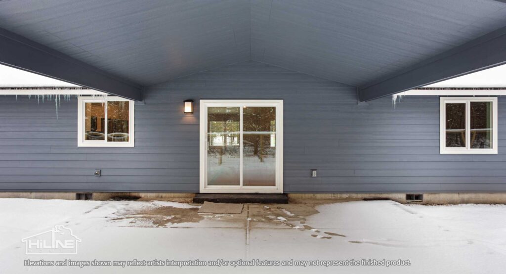 Home plan 1940A back exterior outdoor living space.