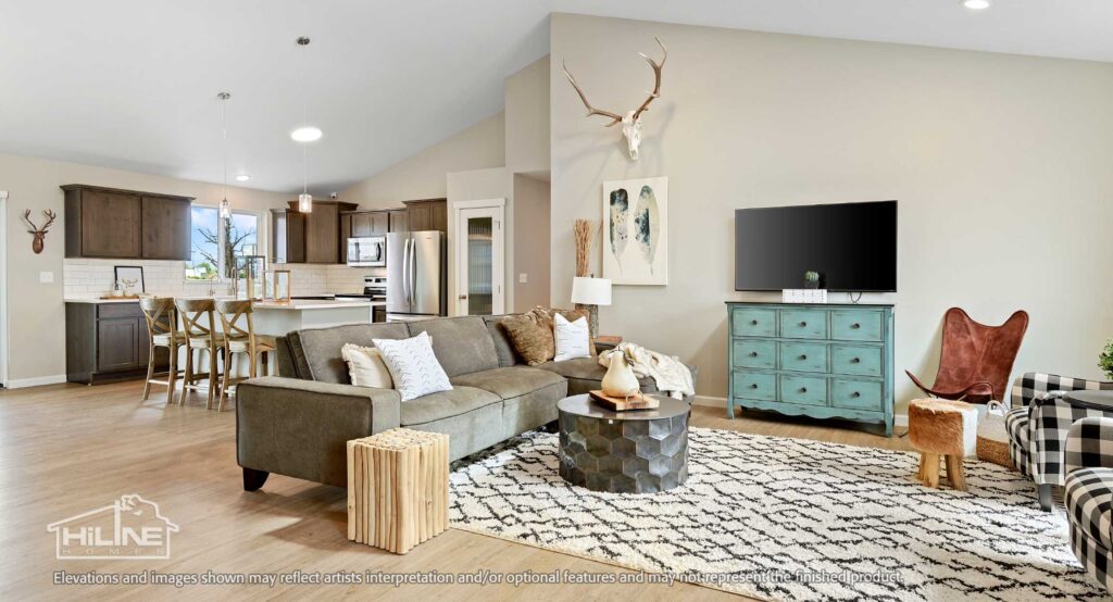 Home Plan 2232 living and kitchen.