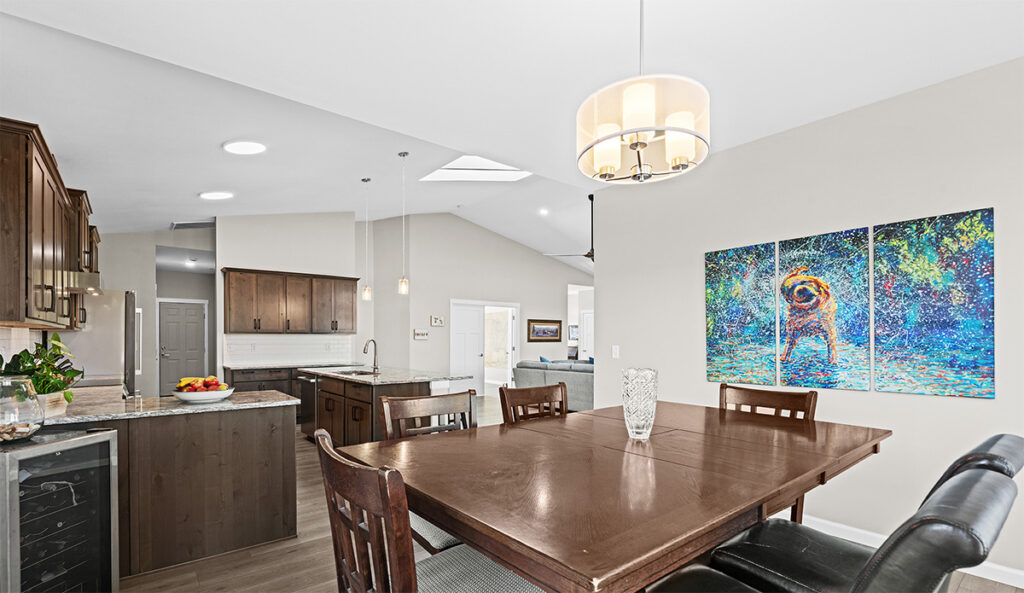 Dinning and Kitchen in custom home build of plan 2443.