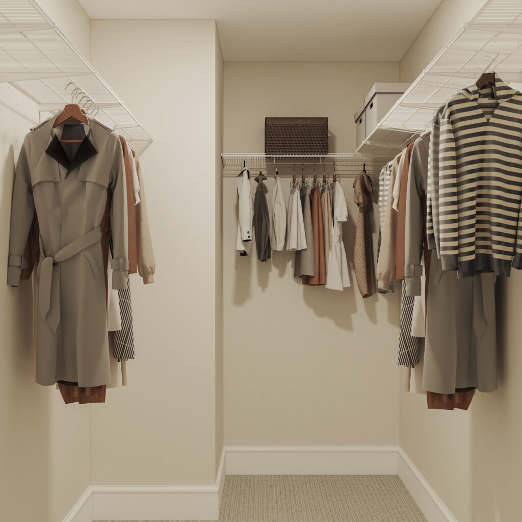 Home Plan 2443 primary suite walk in closet.