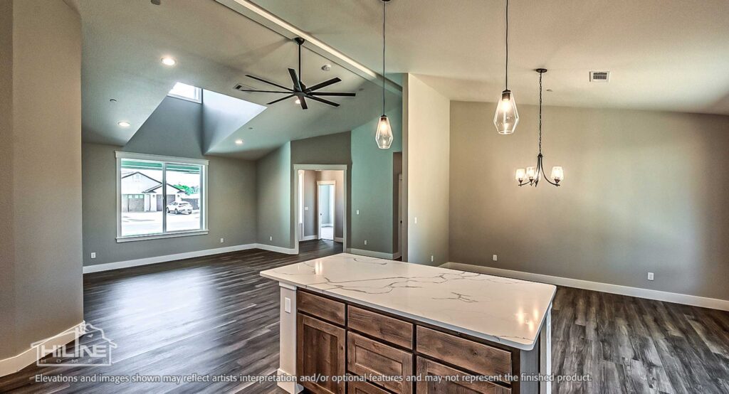 Home Plan 2576 kitchen, great room, and dining.