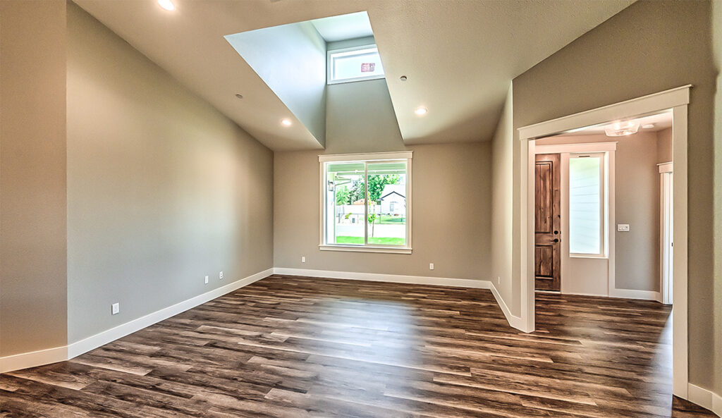 Great room with custom dormer window.
