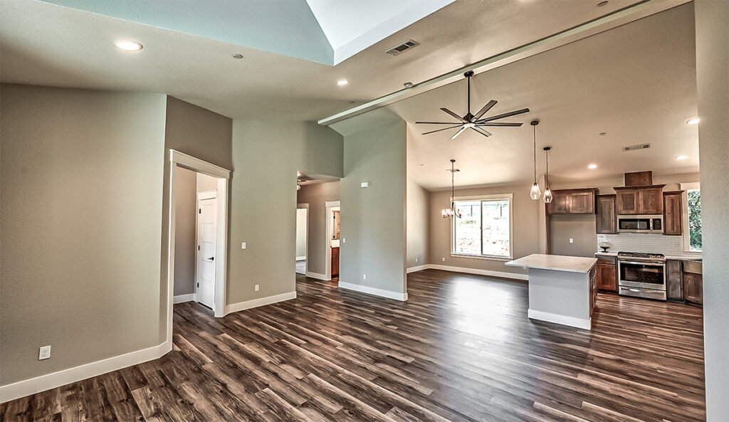 Living room to kitchen in home plan 2576