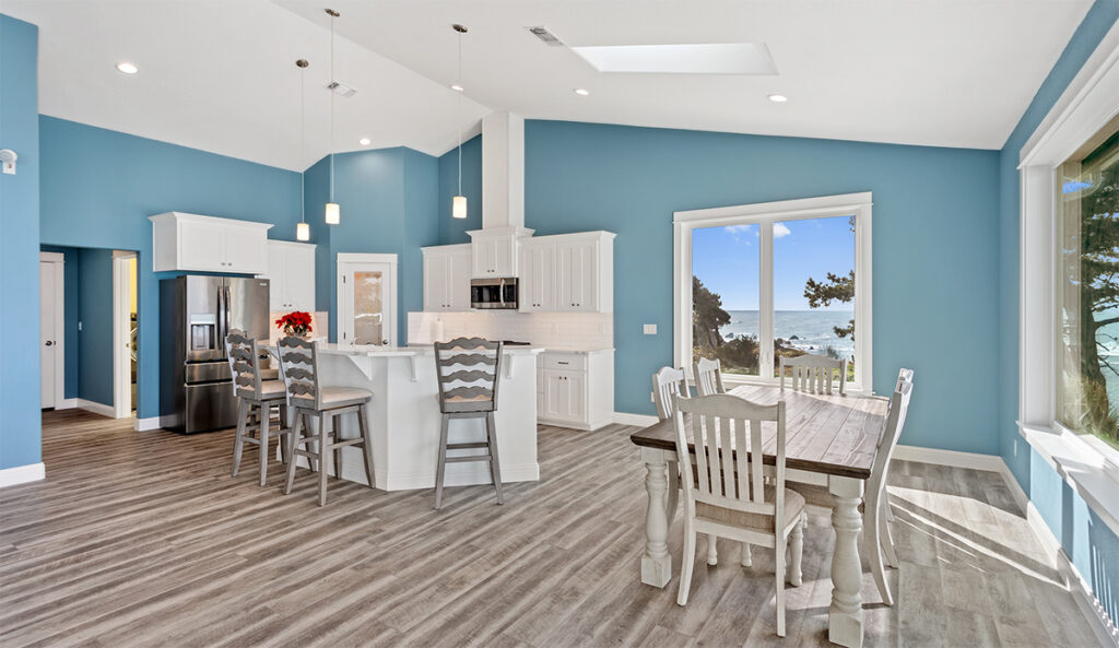 Custom kitchen and dining room.