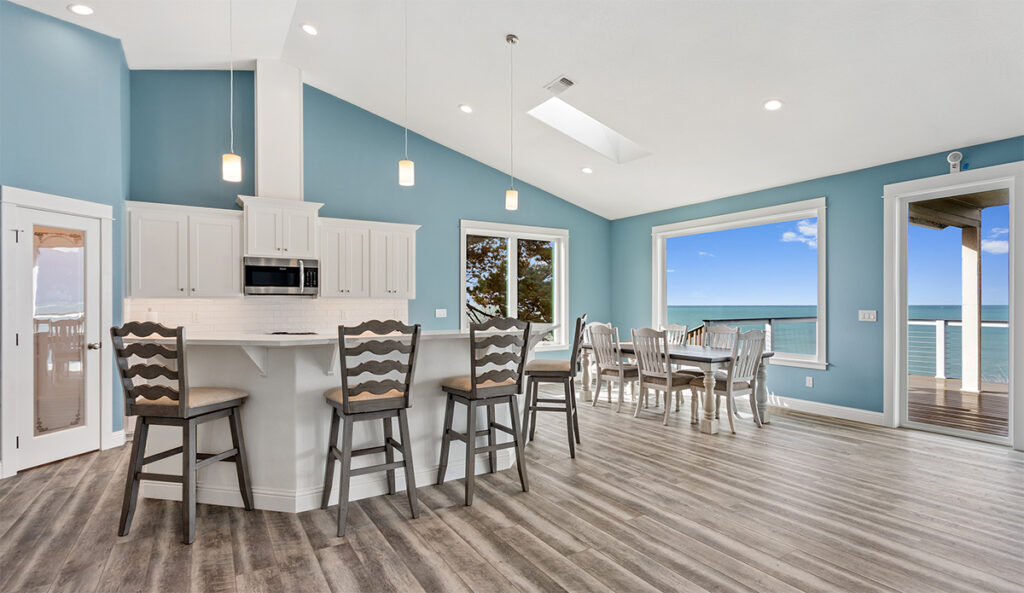 Kitchen and dining room in home plan 2592.