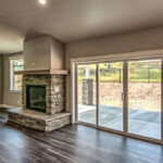 Living room with custom fireplace.
